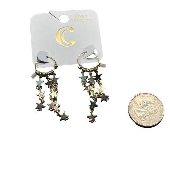 Charming Charlie Star Dangle Earrings Gold Tone Hypoallergenic Fashion Jewelry F - Picture 6 of 8